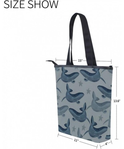 Starfish Gray Whale The Tote Bag for Women Big Capacity Women's Shoulder Handbags Canvas Shopping Dating Bag $12.64 Totes