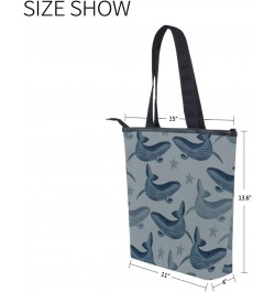 Starfish Gray Whale The Tote Bag for Women Big Capacity Women's Shoulder Handbags Canvas Shopping Dating Bag $12.64 Totes