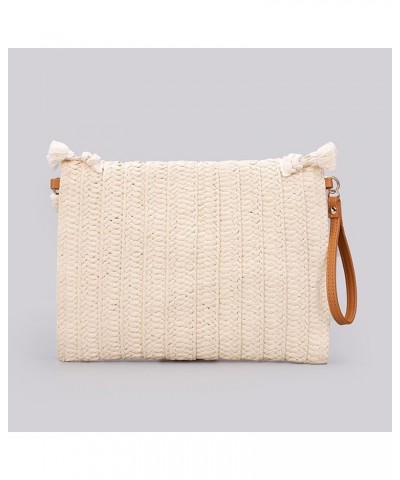 Crossbody Bags for Women, Straw Clutch Purses, Simple white tassel Handmade Woven Envelope Package, Tassel Handbags for Women...