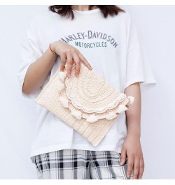 Crossbody Bags for Women, Straw Clutch Purses, Simple white tassel Handmade Woven Envelope Package, Tassel Handbags for Women...