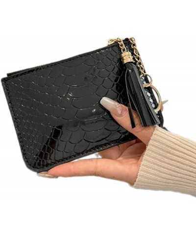 Small Bank Card Holder Short Wallet with Tassels ID Card Holder Change Pouch Card Case Solid Color Purse for Women Bl $14.88 ...