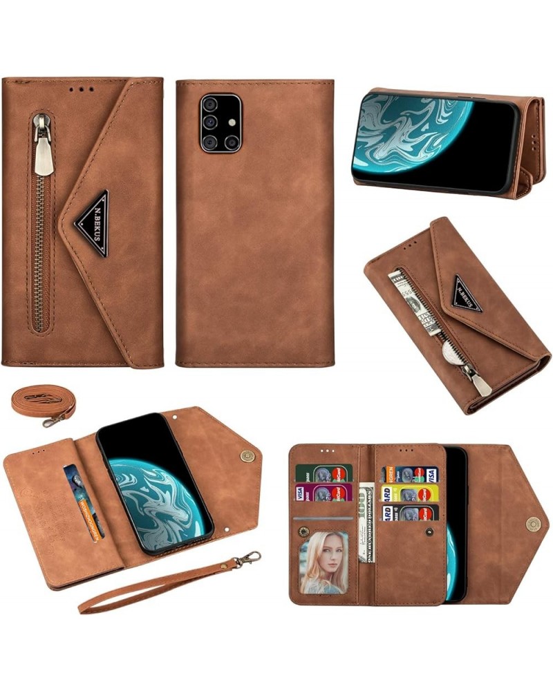 Crossbody Wallet Case for Galaxy A51 / M40S Case Zipper Wallet Case 6.5" [PU Leather] [7 Card Solt] [Wrist Strap] Brown $10.4...