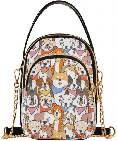 Cartoon Dog Puppy Dachshund Crossbody Bag Small Shoulder Handbags Leather Purse for Women $13.77 Crossbody Bags