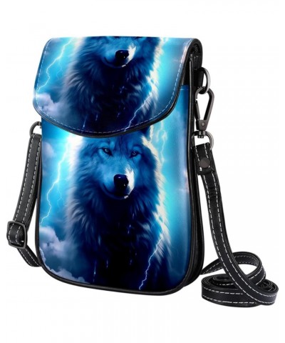 Faux Leather Crossbody Bag for Women, Messenger Bag, Shoulder Bag, Animal Wolf $14.28 Crossbody Bags