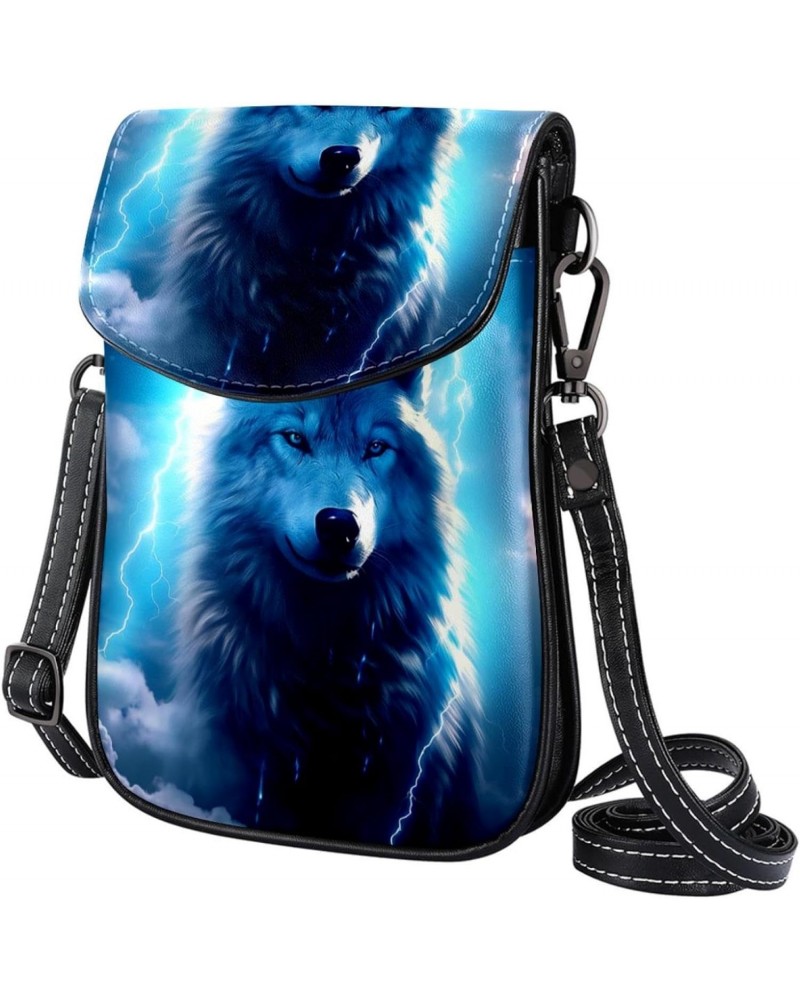 Faux Leather Crossbody Bag for Women, Messenger Bag, Shoulder Bag, Animal Wolf $14.28 Crossbody Bags