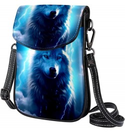 Faux Leather Crossbody Bag for Women, Messenger Bag, Shoulder Bag, Animal Wolf $14.28 Crossbody Bags