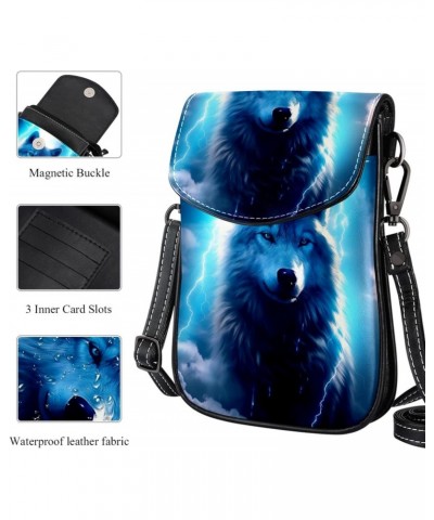 Faux Leather Crossbody Bag for Women, Messenger Bag, Shoulder Bag, Animal Wolf $14.28 Crossbody Bags