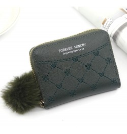 Journey Studio Women Short Wallet Leather Zipper Purses Pom Pom Coin Purse Zipper Card HolderCompact Small Wallet Money Bag,R...