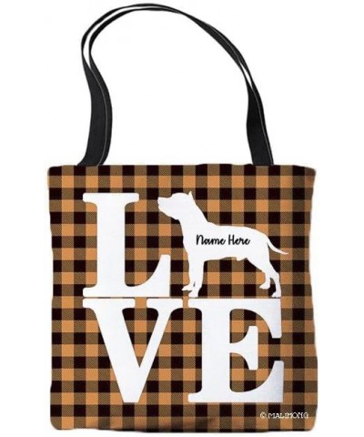 Dog Personalized Tote Bag American Staffordshire Terrier Puppy Pink Lattice Bag Orange $10.25 Travel Gear