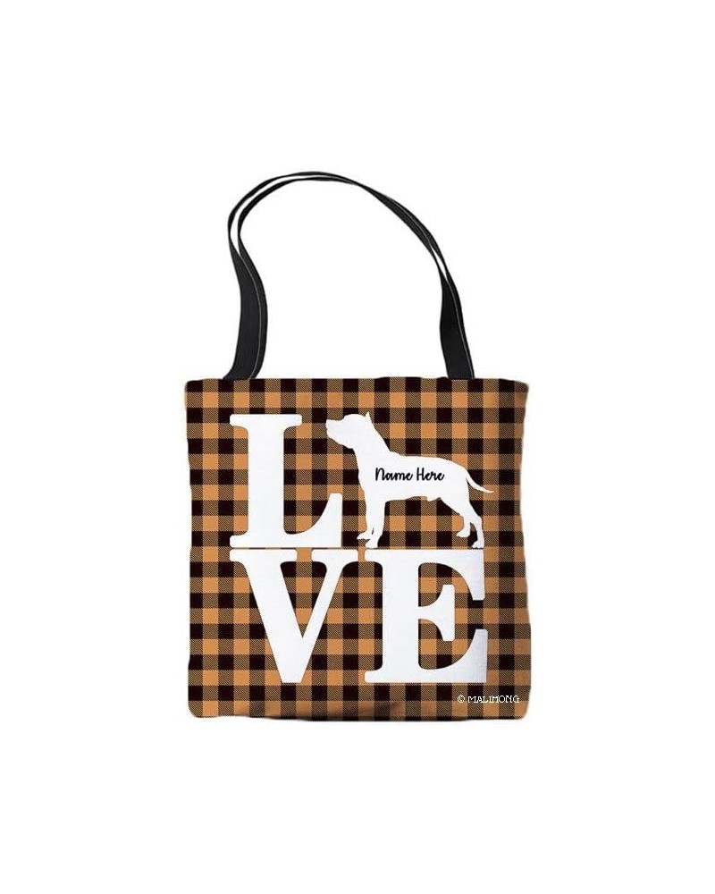 Dog Personalized Tote Bag American Staffordshire Terrier Puppy Pink Lattice Bag Orange $10.25 Travel Gear