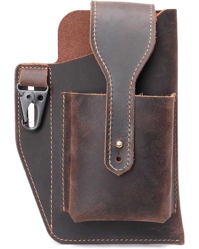 Men's Mobile Phone Pocket Belt Bag Retro Leather Mobile Phone Bag,brown Brown $24.49 Totes