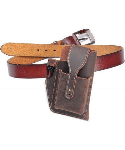 Men's Mobile Phone Pocket Belt Bag Retro Leather Mobile Phone Bag,brown Brown $24.49 Totes