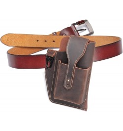 Men's Mobile Phone Pocket Belt Bag Retro Leather Mobile Phone Bag,brown Brown $24.49 Totes