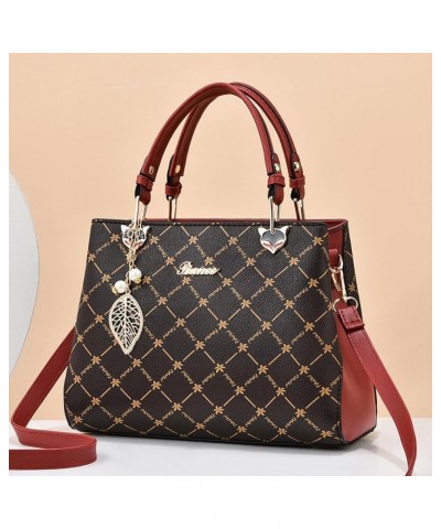 Handbag, fashion women's bag, large capacity shoulder crossbody bag Coffee Print With Beige $28.88 Totes