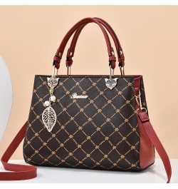 Handbag, fashion women's bag, large capacity shoulder crossbody bag Coffee Print With Beige $28.88 Totes