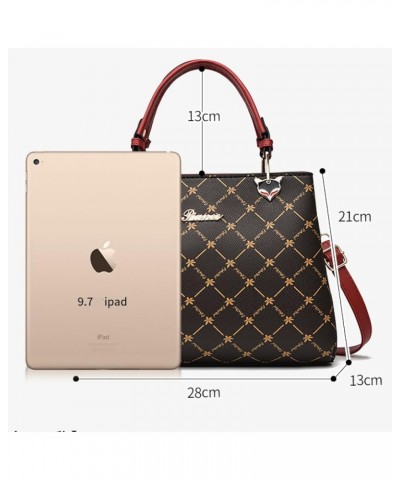 Handbag, fashion women's bag, large capacity shoulder crossbody bag Coffee Print With Beige $28.88 Totes