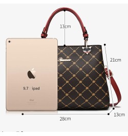 Handbag, fashion women's bag, large capacity shoulder crossbody bag Coffee Print With Beige $28.88 Totes