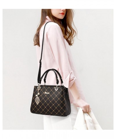 Handbag, fashion women's bag, large capacity shoulder crossbody bag Coffee Print With Beige $28.88 Totes