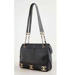 Women's Pre-Loved Chanel Black Lambskin 3 CC Tote Black $1.00 Totes