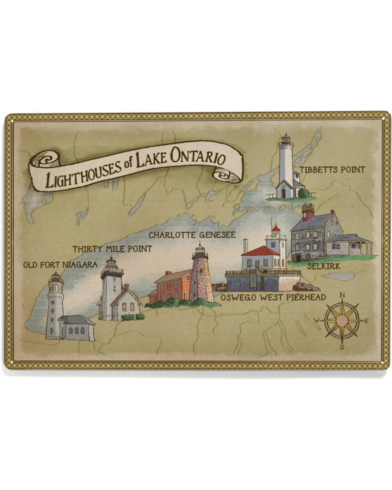 Lighthouses of Lake Ontario (12x18 Aluminum Art, Indoor Outdoor Metal Sign Decor) $22.50 Totes