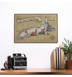 Lighthouses of Lake Ontario (12x18 Aluminum Art, Indoor Outdoor Metal Sign Decor) $22.50 Totes