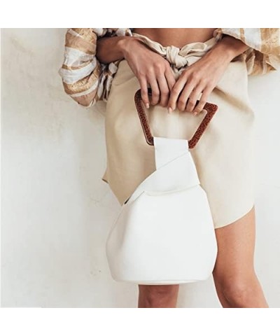 Lannado Jerilini Leather Women's Handbag Tote Purses Shoulder Bucket Bags White $14.63 Totes