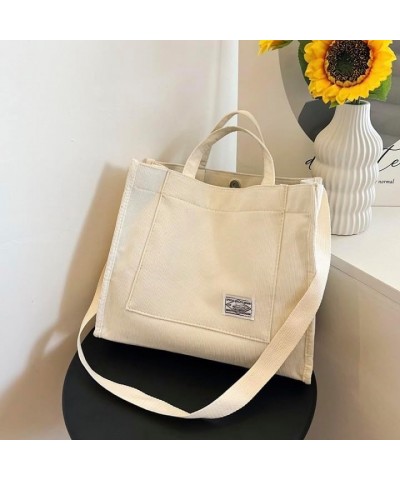 Cute Tote Bag for Women Small Corduroy Satchel Bag Stylish Shoulder Bag Handbag Purse for College Office Travel White $11.39 ...