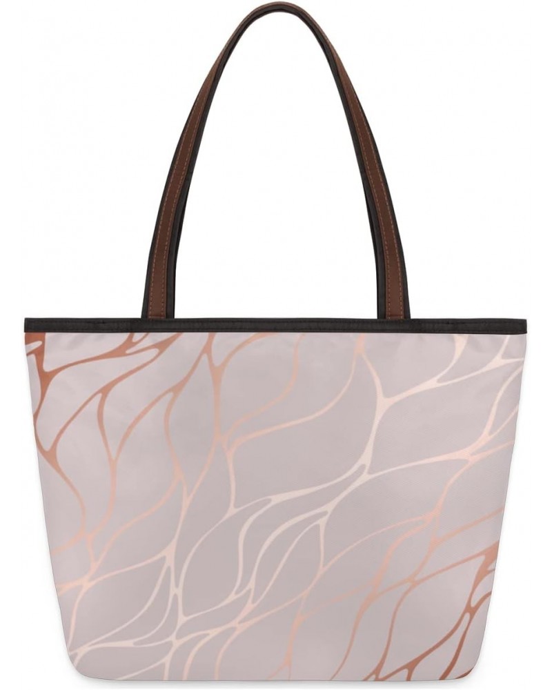 Rose Gold Marble Large Tote Bag For Women Shoulder Handbags with Zippper Top Handle Satchel Bags for Shopping Travel Gym Work...