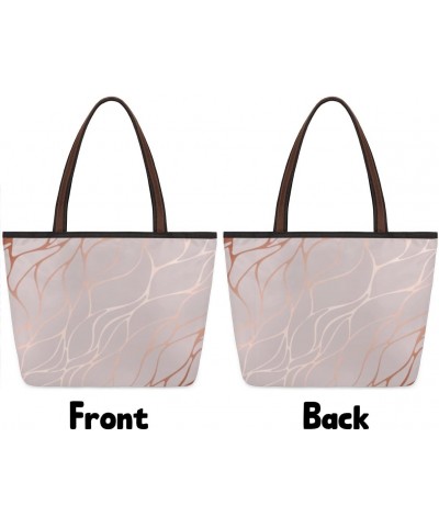 Rose Gold Marble Large Tote Bag For Women Shoulder Handbags with Zippper Top Handle Satchel Bags for Shopping Travel Gym Work...