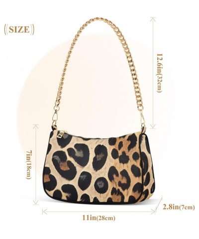 Crossbody Bags for Women Shoulder Purse Leopard Brown Skin Handbags Stylish Clutch Purse with Chain Strap $12.90 Shoulder Bags