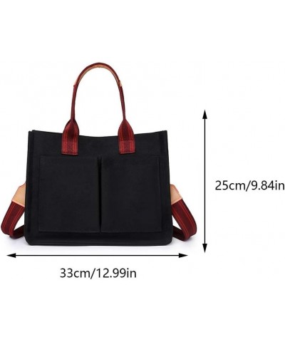 Women Retro Top Handle Bag Large Capacity Canvas Fashion Shoulder Bag Adjustable Strap Stylish Crossbody Bag Multi Poc Black ...