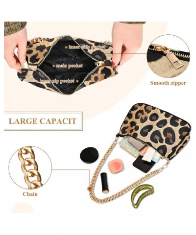 Crossbody Bags for Women Shoulder Purse Leopard Brown Skin Handbags Stylish Clutch Purse with Chain Strap $12.90 Shoulder Bags