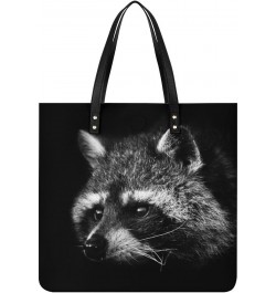 Noir Crook Raccoon Women Handbags PU Leather Tote Shoulder Bag Purses for Travel Shopping Work $21.45 Totes