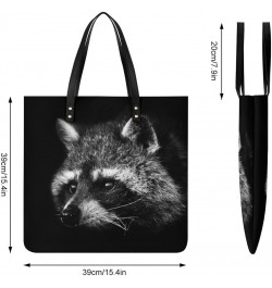 Noir Crook Raccoon Women Handbags PU Leather Tote Shoulder Bag Purses for Travel Shopping Work $21.45 Totes