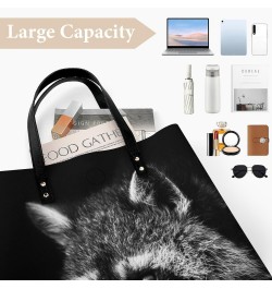 Noir Crook Raccoon Women Handbags PU Leather Tote Shoulder Bag Purses for Travel Shopping Work $21.45 Totes