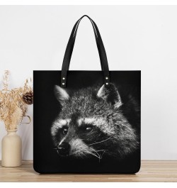 Noir Crook Raccoon Women Handbags PU Leather Tote Shoulder Bag Purses for Travel Shopping Work $21.45 Totes