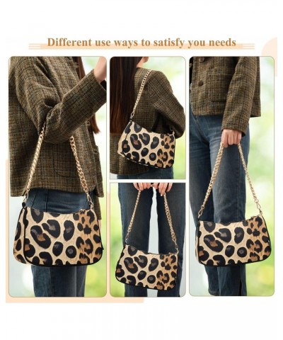 Crossbody Bags for Women Shoulder Purse Leopard Brown Skin Handbags Stylish Clutch Purse with Chain Strap $12.90 Shoulder Bags