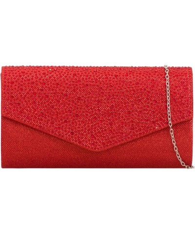 Womens Ladies Shimmer Clutch Bag Red $21.10 Evening Bags