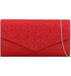 Womens Ladies Shimmer Clutch Bag Red $21.10 Evening Bags