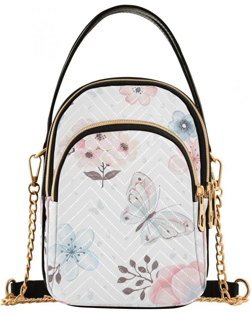 Women's Crossbody Handbags Clutch Phone Purse Watercolor Florals Stylish Shoulder Bag with Detachable Chain Strap $15.07 Shou...