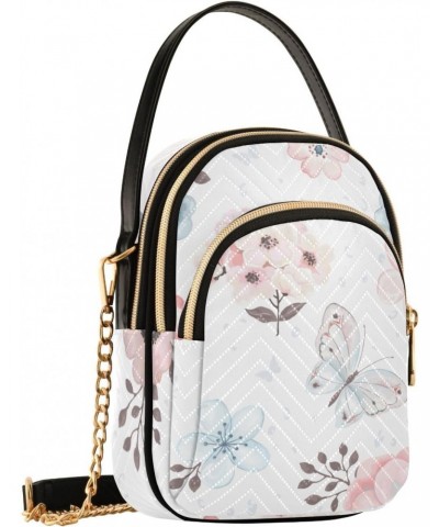 Women's Crossbody Handbags Clutch Phone Purse Watercolor Florals Stylish Shoulder Bag with Detachable Chain Strap $15.07 Shou...