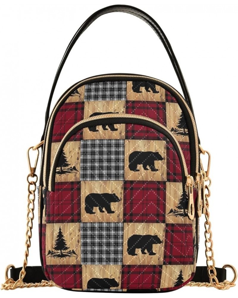 Just Bunch Hocus Pocus Womens Shoulder Bags Crossbody Chain Strap Crossbody Bag Buffalo Check Bears Trees $12.89 Crossbody Bags