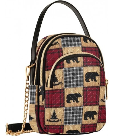 Just Bunch Hocus Pocus Womens Shoulder Bags Crossbody Chain Strap Crossbody Bag Buffalo Check Bears Trees $12.89 Crossbody Bags