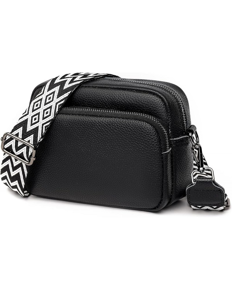 Small Shoulder Crossbody Bag for Women Vegan Leather Handbag Purse Triple Zip Wallet Purse Trendy Bag C-black $15.25 Shoulder...