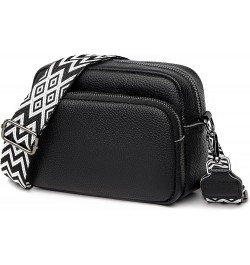 Small Shoulder Crossbody Bag for Women Vegan Leather Handbag Purse Triple Zip Wallet Purse Trendy Bag C-black $15.25 Shoulder...