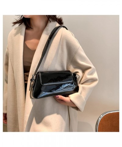 Women's Shiny Leather Underarm Shouler Bag Crossbody Shoulder Bag Handbags Purse Clutch Bags for Women Black $14.66 Evening Bags