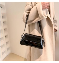 Women's Shiny Leather Underarm Shouler Bag Crossbody Shoulder Bag Handbags Purse Clutch Bags for Women Black $14.66 Evening Bags