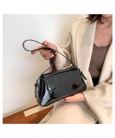 Women's Shiny Leather Underarm Shouler Bag Crossbody Shoulder Bag Handbags Purse Clutch Bags for Women Black $14.66 Evening Bags