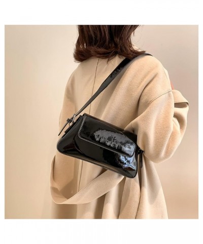 Women's Shiny Leather Underarm Shouler Bag Crossbody Shoulder Bag Handbags Purse Clutch Bags for Women Black $14.66 Evening Bags