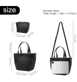 Small Woven Handbag for Women Mini Soft Leather Tote Shoulder Bag Large Black $12.50 Totes